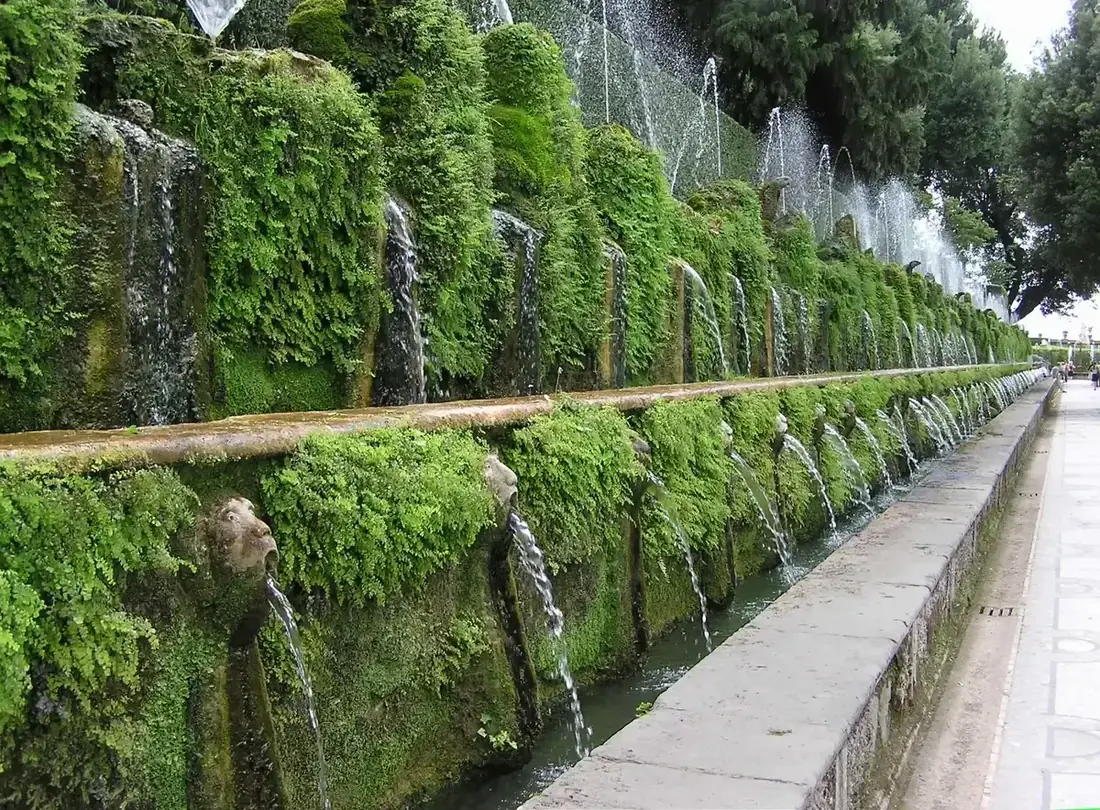 The Hundred Fountains avenue at Villa d'Este on a Tivoli day trip from Rome