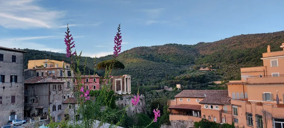 Tivoli old town rooftops and the Temple of Vesta on a trip from Rome to Tivoli