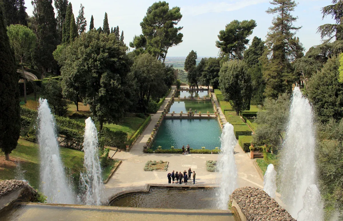 The Neptune fountain and fishponds axis at Villa d'Este seen on a day trip from Rome to Tivoli